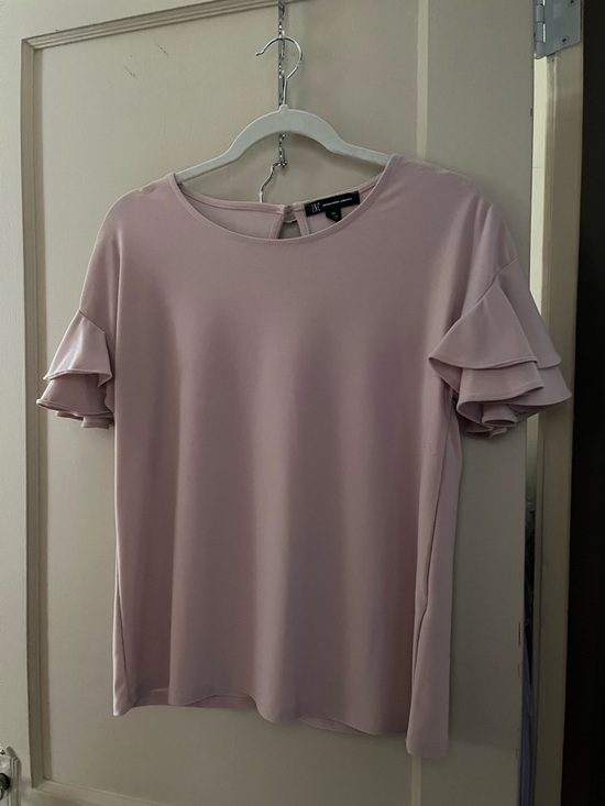 INC International Concepts Tops - INC International Concepts Blush Pink Ruffle Sleeve Short Sleeve Top